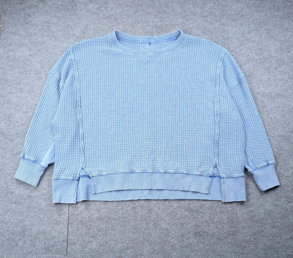 American Eagle Sweatshirt Womens Large Waffle Lived In Blue Fade Camden Relaxed